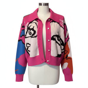 Abstract Face Cardigan